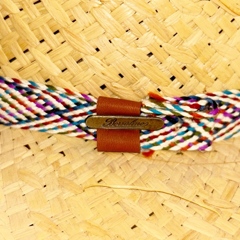 BORSALINO Woven 3" Brim Straw Hat Multicolor Cotton Woven Band SZ: Medium - Picture 5 of 12